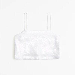 Abercrombie Sequin Squareneck Set Top White Size Medium